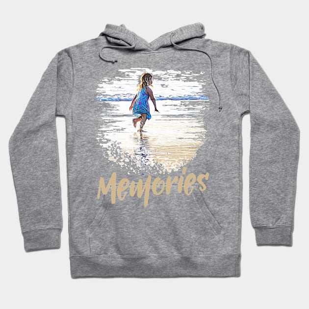 Memories - Little girl playing on the beach Hoodie by Ripples of Time